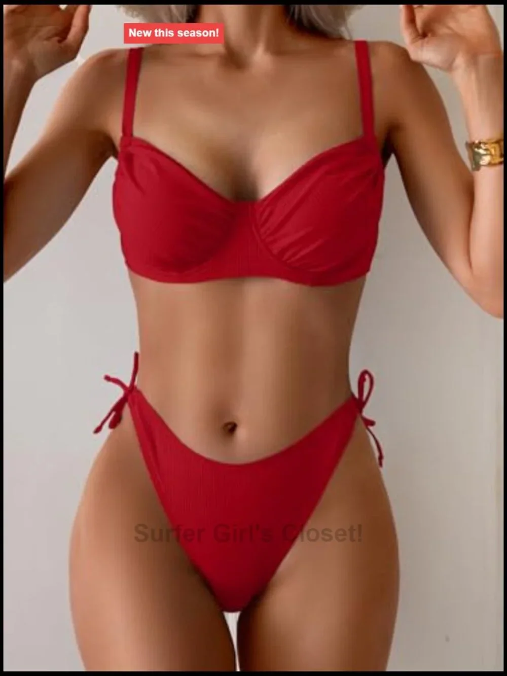 Sexy Underwire Ruffle Bikini Set with Adjustable Straps High Cut Cheeky Bottom